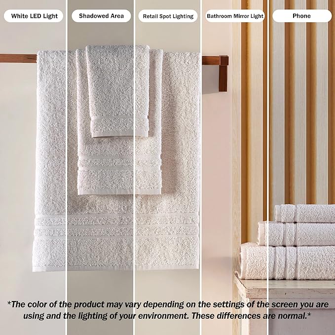 Hawmam Linen Luxury Cotton Washcloths 13x13 Inch - Large Hotel Spa Bathroom Face Towel 12 Pack, Sea Salt