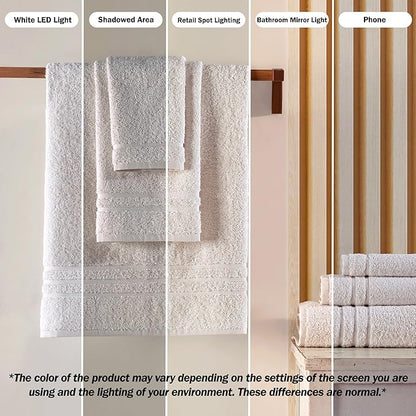 Hawmam Linen Luxury Cotton Washcloths 13x13 Inch - Large Hotel Spa Bathroom Face Towel 12 Pack, Sea Salt