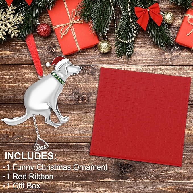 Dog Christmas Ornaments, Funny Dog Ornaments for Tree Decorations, Christmas Novelty Pet Ornament 2025 for Xmas Holiday Exchange Gag Gifts