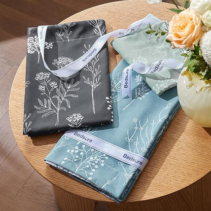 Bedsure California King Comforter Set - Dark Grey Bed Set, 3 Pieces Cute Floral Bedding, 1 Soft Reversible Botanical Flowers Comforter and 2 Pillow Shams