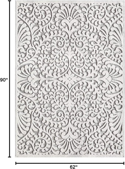 My Texas House Bluebonnets Area Rug 5.2x7.6 Indoor Outdoor, Natural Grey