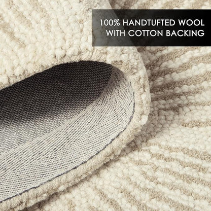 Nicole Miller New York Kendall Fluted Geo Handcrafted Area Rug, 100% Wool Rug, Taupe, 3'x5'