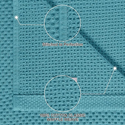 Homaxy 100% Cotton Kitchen Towels and Dishcloths Set, 12 x 12 Inches and 13 x 28 Inches, Set of 8 Bulk Kitchen Towels Set, Ultra Soft Absorbent Dish Cloths for Washing Dishes, Lake Blue