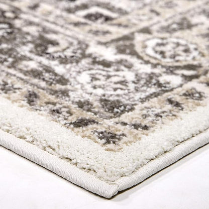 Orian Lone Star Belle Runner Rug 2x7.6 Traditional Floral Medallion, Natural Grey