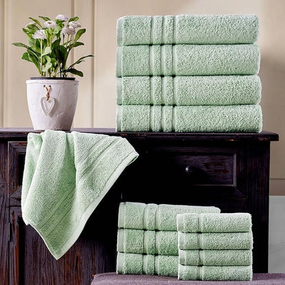 Hawmam Linen Light Green Bath Towels 4 Pack Soft and Absorbent, Premium Quality Perfect for Daily Use 100% Cotton Towel 600 GSM
