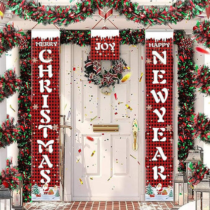 50Ft Christmas Tinsel Garland - Red Green Black Shiny Metallic Twist Decor for Christmas Tree Home Stairs Railing Front Door Mantle Fireplace Indoor Outdoor Holiday Party