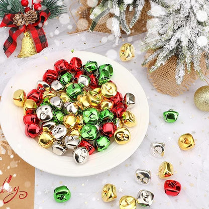 Augshy Jingle Bells for Crafts, 120 Pcs 1 Inch Christmas Jingle Bells, Bulk Sound Craft Bells for Christmas Home Festival Decorations DIY Project
