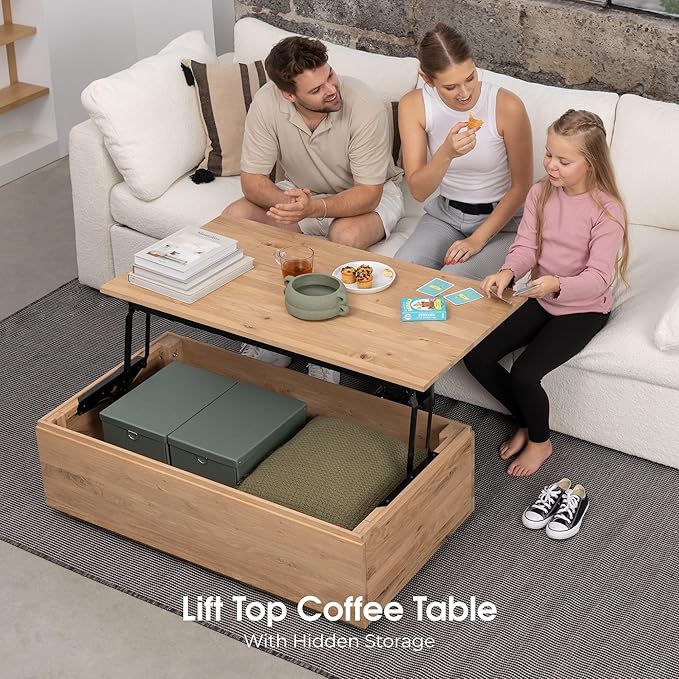 Transformer Table Expandable Dining Table Set for 4 to 12, Living Room Furniture Lift Top Coffee Table with Storage, Extendable Dinner Table with Panels Storage Coffee Desk, Modern Dining Room Tables