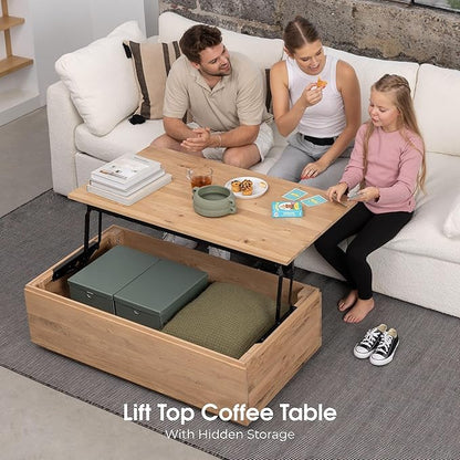 Transformer Table Expandable Dining Table Set for 4 to 12, Living Room Furniture Lift Top Coffee Table with Storage, Extendable Dinner Table with Panels Storage Coffee Desk, Modern Dining Room Tables