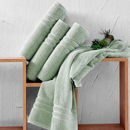 Hawmam Linen Light Green Bath Towels 4 Pack Soft and Absorbent, Premium Quality Perfect for Daily Use 100% Cotton Towel 600 GSM