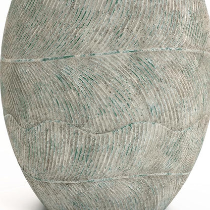 LuxenHome 15" Dia Round Planter for Porch Patio Garden, Rustic Weathered Cement Pot Planter, Large Outdoor Indoor Plant Pot with Drainage Hole, Decorative Pot for Tall Plants Flowers