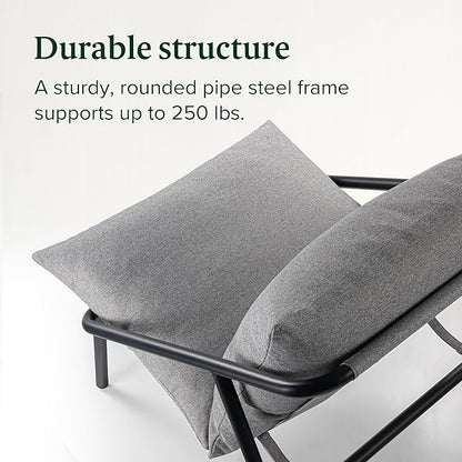 ZINUS Ada Sling Accent Chair, Metal Framed Armchair with Shredded Foam Cushioning, Light Grey