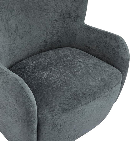 Christopher Knight Home Auden Low Profile Wingback Accent Chair, Fabric Club Chair, Velvet Upholstered Armchair, Curved Backrest Single Sofa, Soft Reading Lounge Chair for Living Room, Dawn Grey