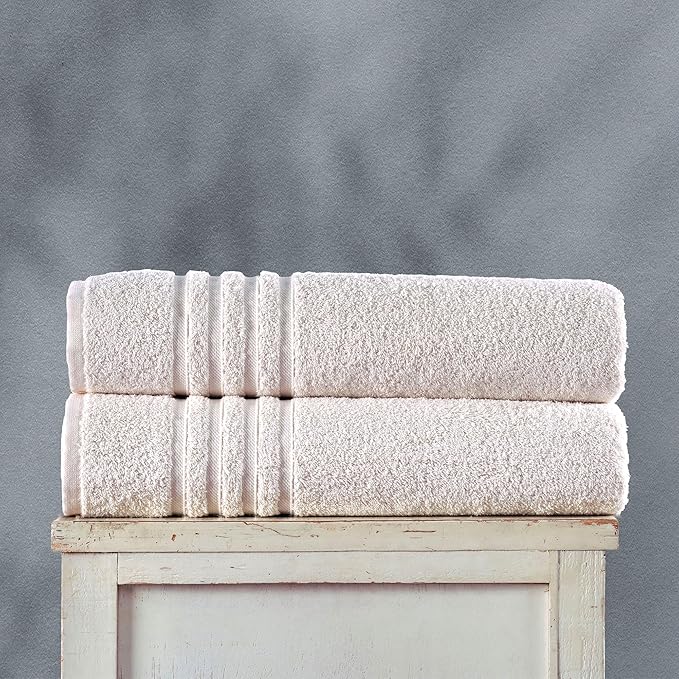 Hawmam Linen Jumbo Large Bath Sheets Towels 2 Pack Soft and Absorbent, Premium Quality 100% Cotton Towels Sea Salt