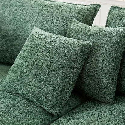 125'' Modern Curved Cloud Sofa Luxury Living Room 5 Seater Combo Sofa Cloud Curve Design Mid Century Upholstered Sofa with Ottoman for Living Room Bedroom Apartment (Boucle+Right Facing, Green)