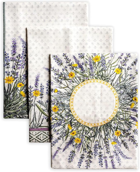 Maison d'Hermine Dish Towels 100% Cotton Absorbent Fanny Lavender Set of 3 Spring Summer