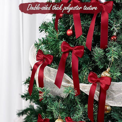 AYGXU 24pcs Christmas Bows,red Bows for Gift Wrapping,Bow for Christmas Tree,Double-Sided Ribbon Bow Decorations for Christmas Party,Bag Ties Twists