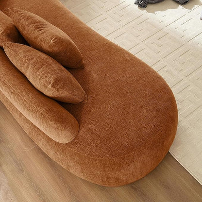 WILLIAMSPACE 134.63" Oversize Curved Sofa Cloud Couch with Round Chaise & Ottoman, Modern Upholstered Curved Sectional Sofa Couch with 6 Pillows for Living Room, No Assembly (Right-Facing,Orange)