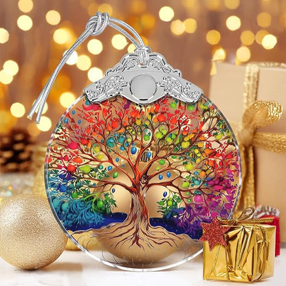 Tree of Life Stained Glass Ornament - Christmas Tree Decor, Ornaments for Christmas and Exchange