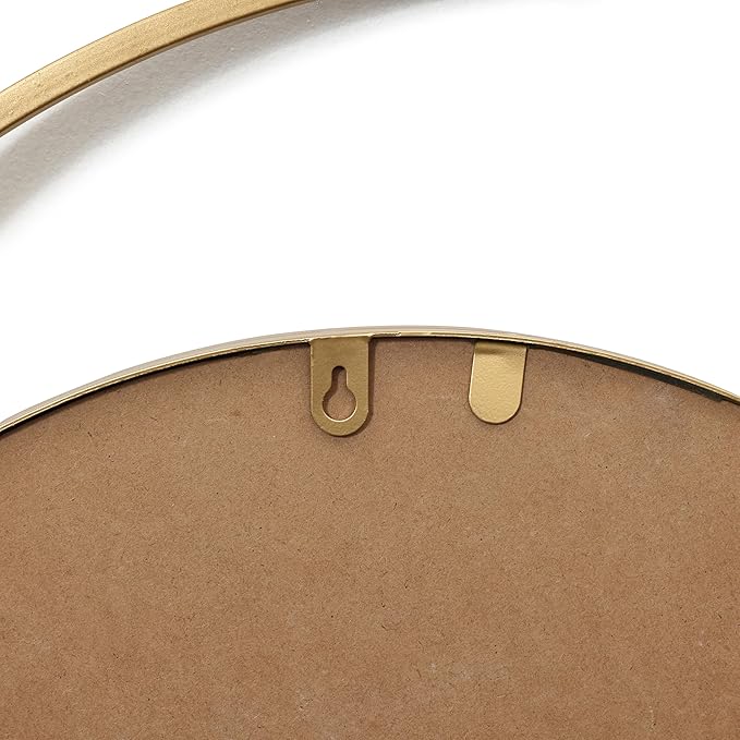 LuxenHome 31.5"x25.5" Round Wall Mirror, Orbit Modern Gold Metal Frame Wall Mounted Circles Decorative Accent Mirror for Bathroom Entryway, Bedroom, Living Room, Dining Room