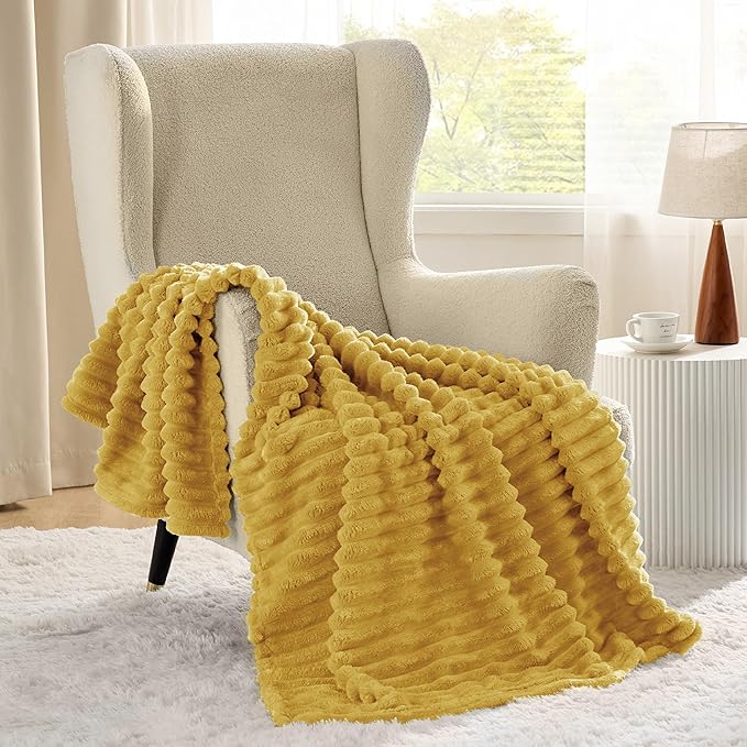 Bedsure GentleSoft Yellow Throw Blanket for - Cozy Soft Fleece Blankets for Women, Cute Small Throws for Girls, Honey, 50x60 Inches