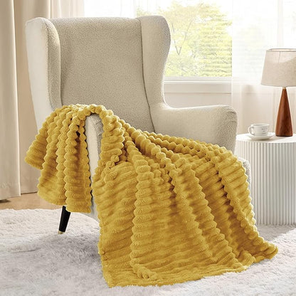 Bedsure GentleSoft Yellow Throw Blanket for - Cozy Soft Fleece Blankets for Women, Cute Small Throws for Girls, Honey, 50x60 Inches