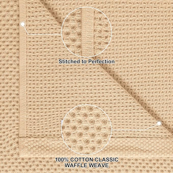 Homaxy 100% Cotton Kitchen Towels and Dishcloths Set, 12 x 12 Inches and 13 x 28 Inches, Set of 10 Bulk Kitchen Towels Set, Ultra Soft Absorbent Dish Cloths for Washing Dishes, Apricot