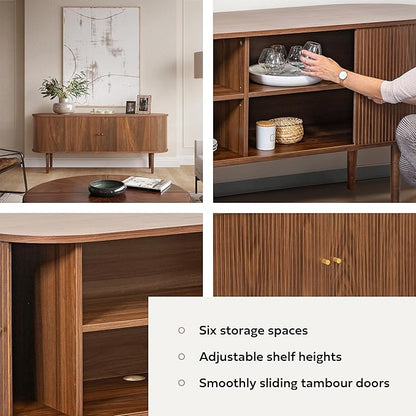 WERMO 71’’ Sideboard Storage Cabinet with Doors and Shelves - Wood Credenza for Living Room, Bedroom, Entryway and Home Office Cabinet. Kitchen Buffet, Media Console Table with Storage (Walnut)