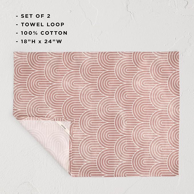 Minted Deco Arches Tea Towels Cotton Kitchen Towels Decorative with Hanging Loop Set of 2