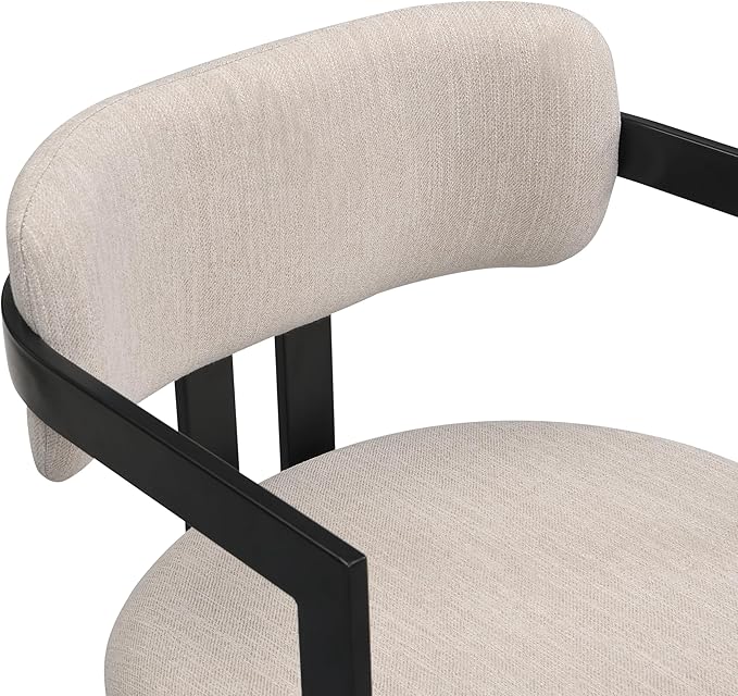 Christopher Knight Home Auber Modern Upholstered Dining Chair Set of 2, Fabric Upholstery Dining Set with Metal Frame, Comfy Side Chair for Living Room, Beige+Black