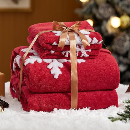 Bedsure Fluffy Duvet Cover Set - Ultra Soft Plush Shaggy Comforter Cover King Size, Warm Flannel Fleece Bed Sets for Winter, 3 Pieces, Snowflake Pattern, Red