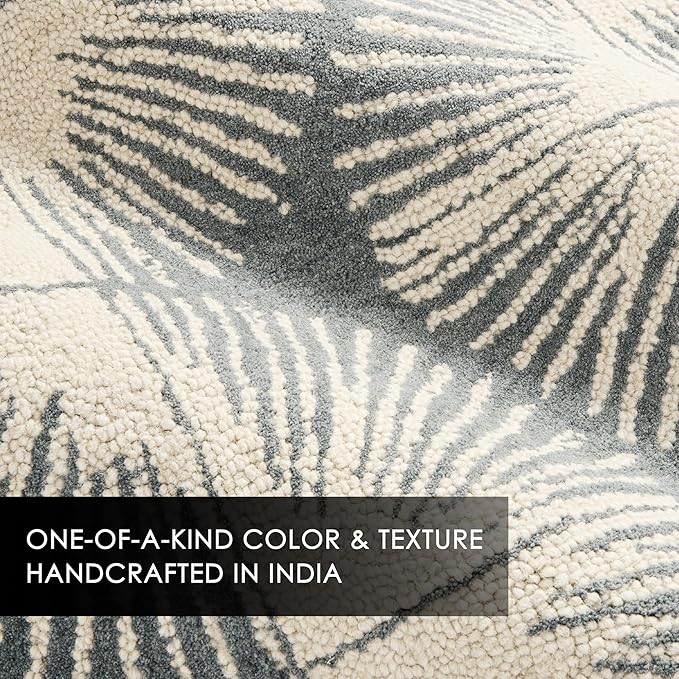 Nicole Miller New York Kendall Fluted Geo Handcrafted Area Rug, 100% Wool Rug, Grey, 8'x10'