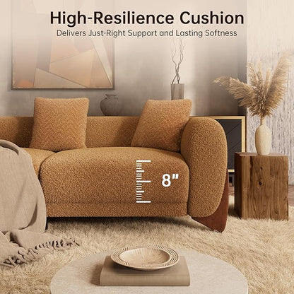 Morden Fort 2 Piece Boucle Sofa Set, Modern Upholstered Couches Sofas Set Durable Comfy Boucle Pet-Friendly, Armless Cchair & 3-Seater Sofa Sets for Living Room Bedroom Apartment, Toffee Orange