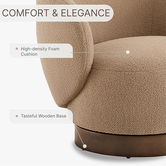Swivel Accent Chair Round Barrel Armchair Upholstered Performance Fabric for Living Room Bedroom Reading Waitingroom,2 PCS,Sand