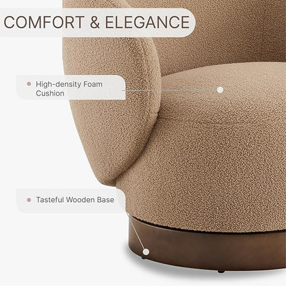 Swivel Accent Chair Round Barrel Armchair Upholstered Performance Fabric for Living Room Bedroom Reading Waitingroom,2 PCS,Sand