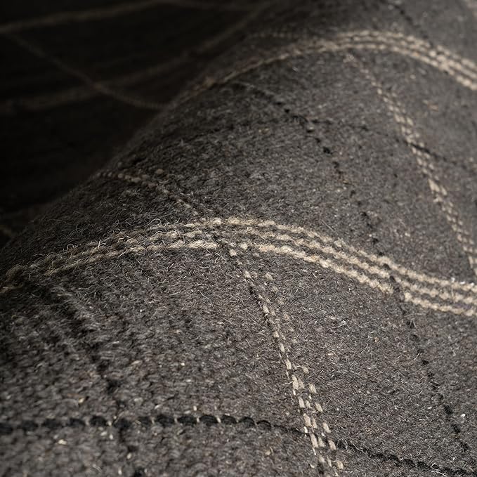 Rugs USA x Nate Berkus Downing Plaid Wool Cozy Area Rug, 9' 6" x 13' 6", Black