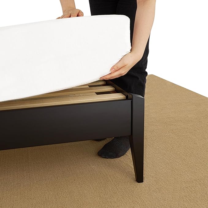 Bme Dinkee King Platform Bed Frame Wood 15 Inch - Solid Wood Bed Frame - Modern & Minimalist Style - 12 Strong Wood Slat Support - Easy Assembly - No Box Spring Needed - Black