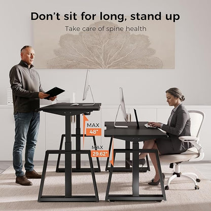 EUREKA ERGONOMIC Standing Gaming Desk, 63inch Executive Computer Desk Adjustable Height Desk Modern Trapezoidal Leg,Touch Screen,Black