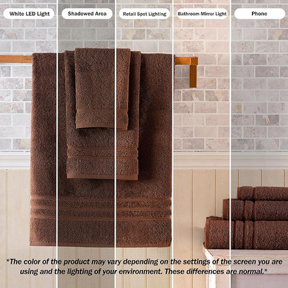 Hawmam Linen Luxury Cotton Washcloths 13x13 Inch - Large Hotel Spa Bath Towels Face Towel 12 Pack, Brown