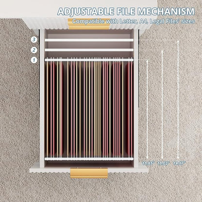 FURSUN 58" Modern Executive Desk with Storage, Home Office Desk with Drawer & Cabinet, Wooden Fluted Desk for Study, Living Room, Bedroom, White