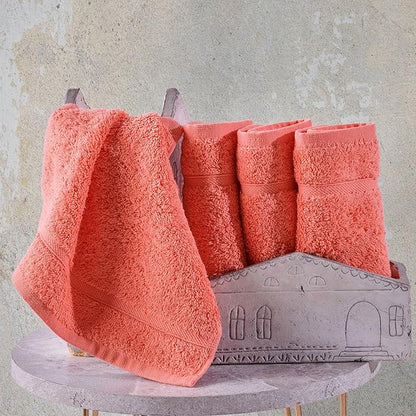 Hawmam Linen Luxury Cotton Washcloths 13x13 Inch - Large Hotel Spa Bath Towels Face Towel 12 Pack, Coral Orange