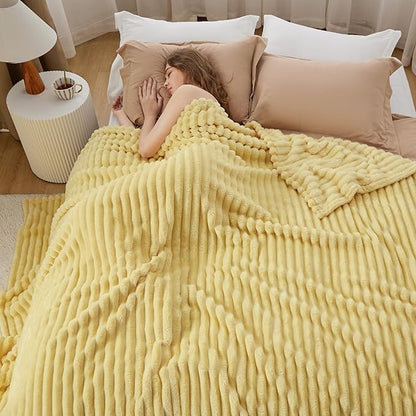 Bedsure Yellow Queen Blanket for - GentleSoft Cozy Soft Blankets for Women, Cute Small Fleece Throws for Girls, Birthday Gifts for Women, Mothers Day Decor Gifts for Mom, 90x90 Inches