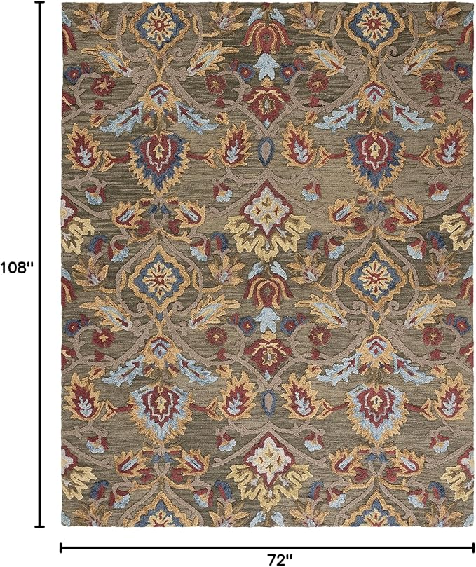 SAFAVIEH Blossom Collection 6' x 9' Green/Multi BLM402B Handmade Premium Wool Area Rug