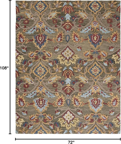 SAFAVIEH Blossom Collection 6' x 9' Green/Multi BLM402B Handmade Premium Wool Area Rug