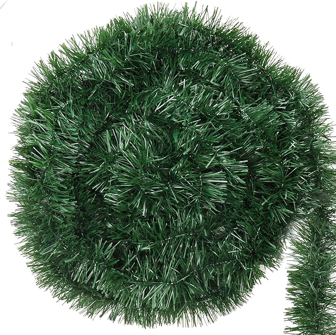 50 Foot Christmas Greenery Garland Decorations, Artificial Green Pine Garland Xmas Tree Decor Soft Tinsel Garlands Non-Lit for Stairs Mantle Fireplace Home Indoor Outdoor Holiday Party Decor