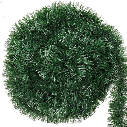 50 Foot Christmas Greenery Garland Decorations, Artificial Green Pine Garland Xmas Tree Decor Soft Tinsel Garlands Non-Lit for Stairs Mantle Fireplace Home Indoor Outdoor Holiday Party Decor