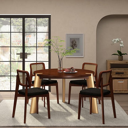 NTC Tribase 47 Inch Modern Design, Round Dinner Table for Dining Room, Living Room Furniture, Effortless Assembly, Dark Walnut