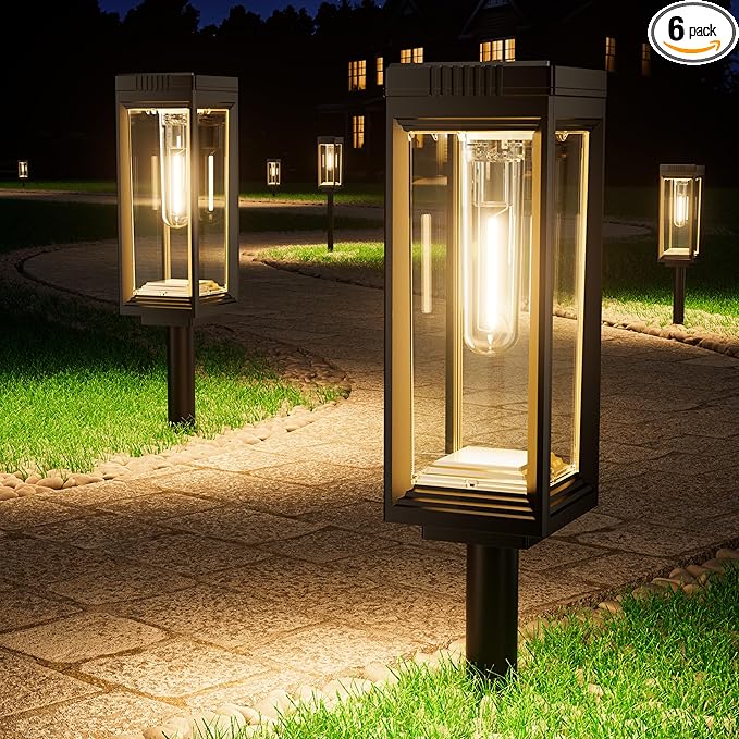 WdtPro 6 Pack Upgraded Solar Pathway Lights Outdoor, Solar Lights Waterproof, Auto On/Off, 15+ Hours Runtime, Lighting for Garden Outside Yard Driveway Landscape Path Patio, Warm White