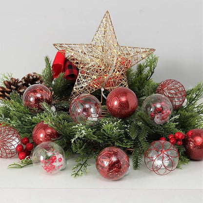 Clear Christmas Ball Ornaments, 30ct 2.36"/6cm Red Shatterproof Christmas Decorations Clear Plastic Ornaments Hanging Decorative Balls Bauble Set for Xmas Tree for Christmas Party Home Decor