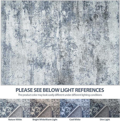 6x9 Area Rugs for Living Room Rug Washable: Abstract Rug for Dining Room Bedroom Carpet Non Slip 6 by 9 Indoor Modern Nursery Home Office Blue Grey